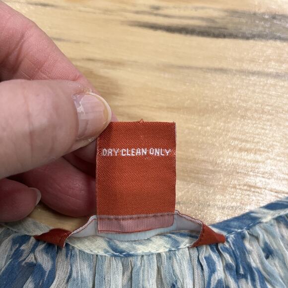 Sundance Silk Chiffon Smocked Semi-Sheer Top Blouse Geometric Ombré Size S Boho - Picture 9 of 12